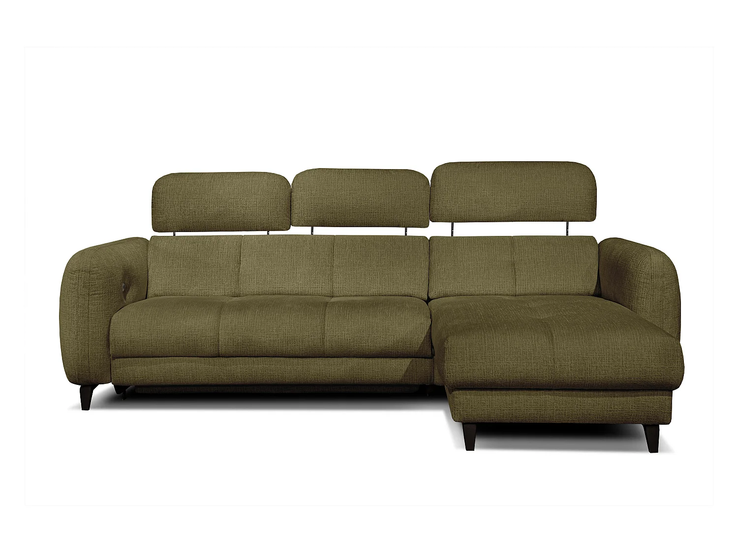 SVEN 3-Sitzer-Ecksofa, 1 Relax XL verstellbare Kopfstützen, olivgrün