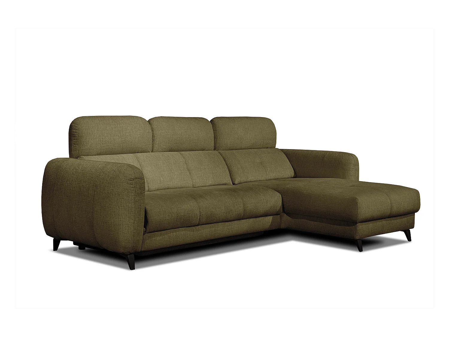 SVEN 3-Sitzer-Ecksofa, 1 Relax XL verstellbare Kopfstützen, olivgrün