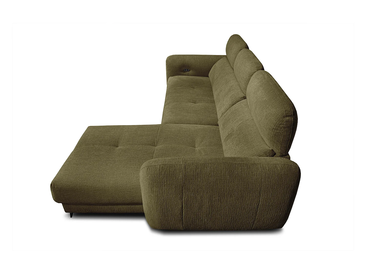 SVEN 3-Sitzer-Ecksofa, 1 Relax XL verstellbare Kopfstützen, olivgrün
