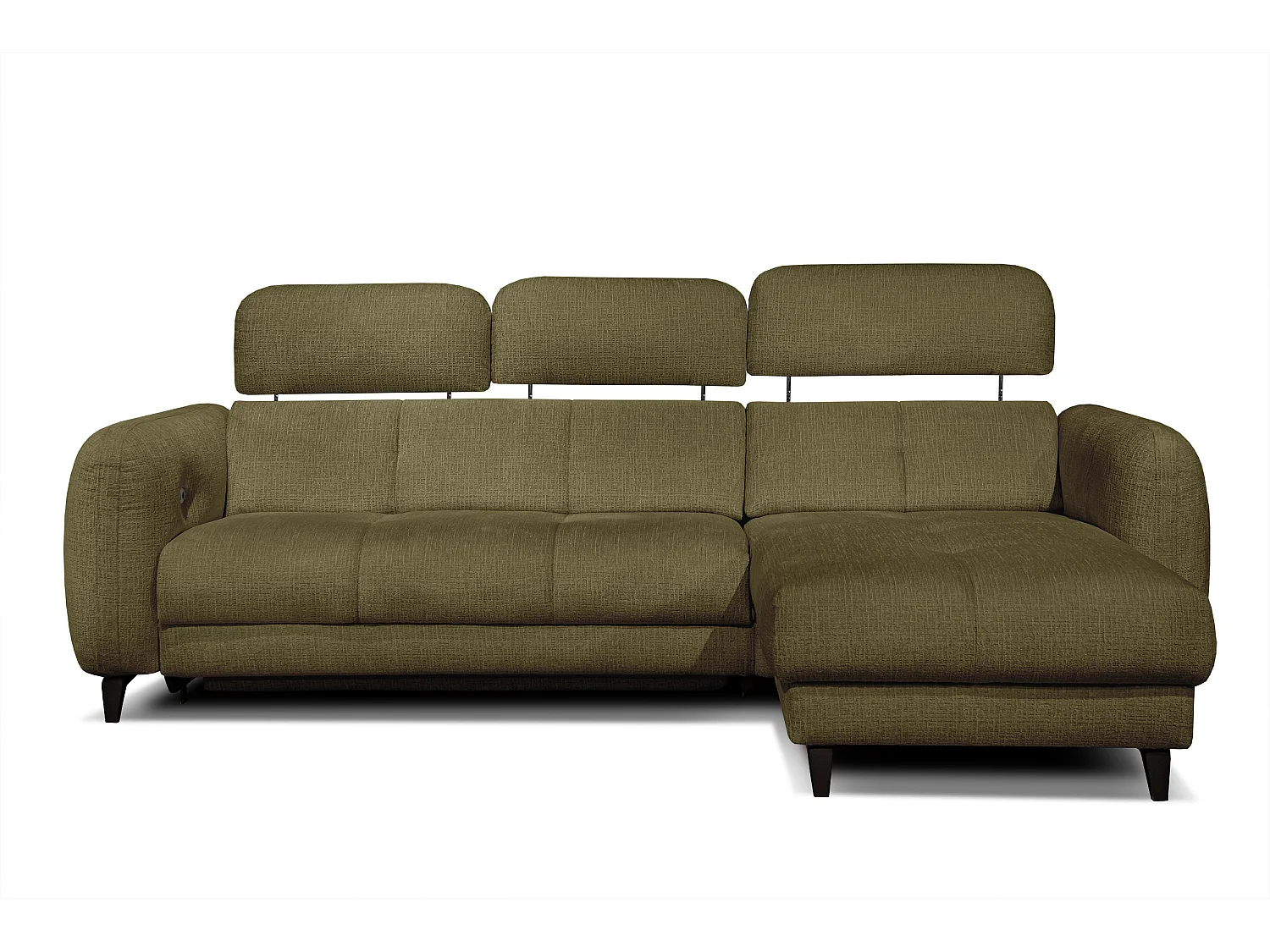 SVEN 3-Sitzer-Ecksofa, 1 Relax XL verstellbare Kopfstützen, olivgrün