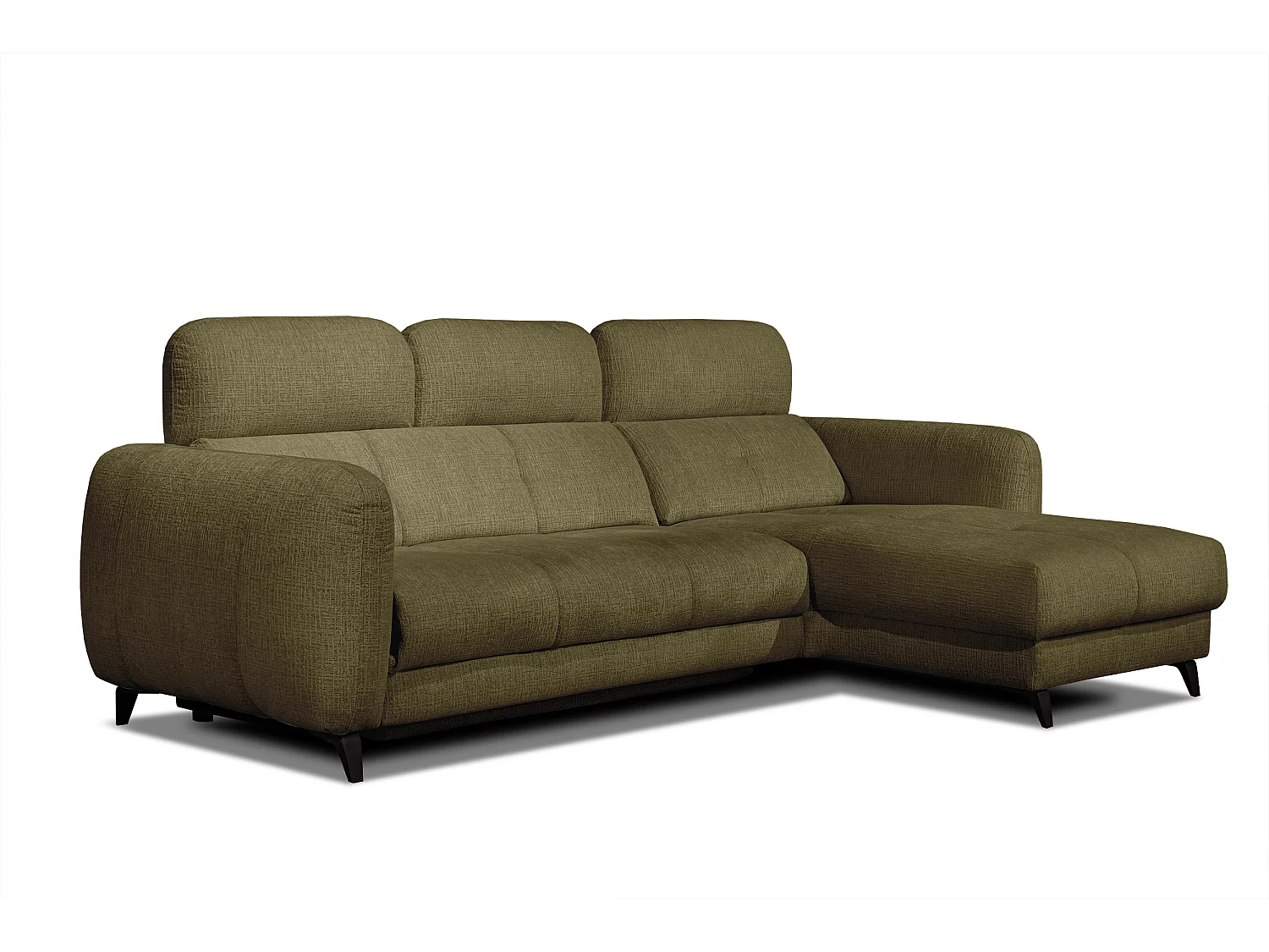 SVEN 3-Sitzer-Ecksofa, 1 Relax XL verstellbare Kopfstützen, olivgrün