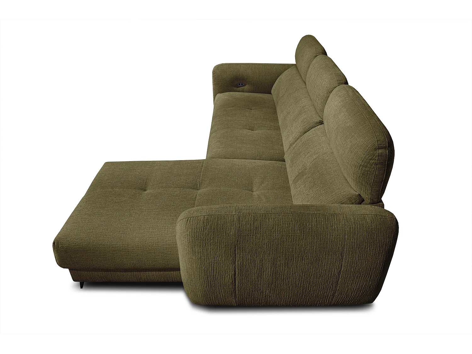 SVEN 3-Sitzer-Ecksofa, 1 Relax XL verstellbare Kopfstützen, olivgrün
