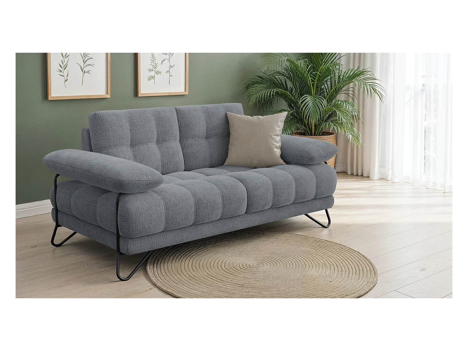 CANAPE BUBBARA 2 places, gris foncé