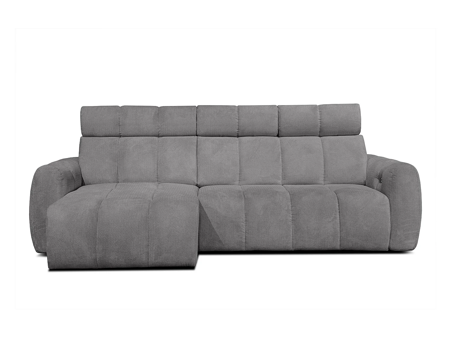KIMI 3-Sitzer-Ecksofa, links, ausziehbarer Sitz, verstellbare Kopfstützen, grau