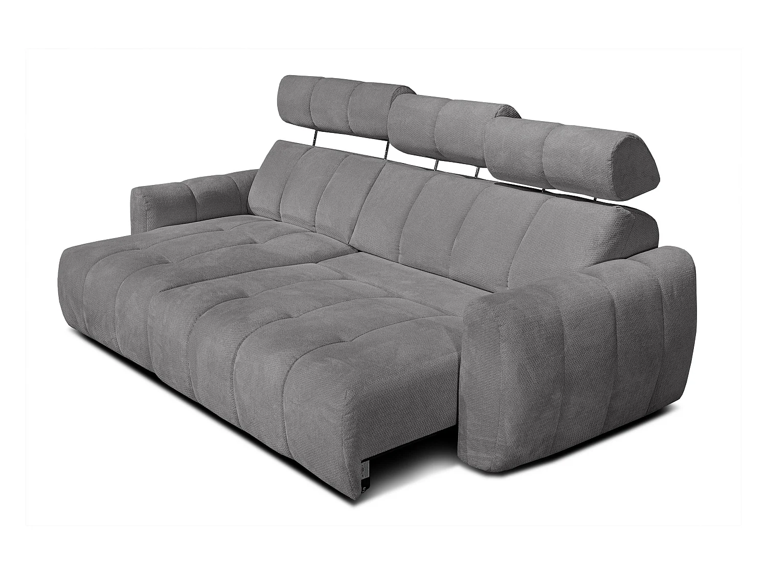 KIMI 3-Sitzer-Ecksofa, links, ausziehbarer Sitz, verstellbare Kopfstützen, grau