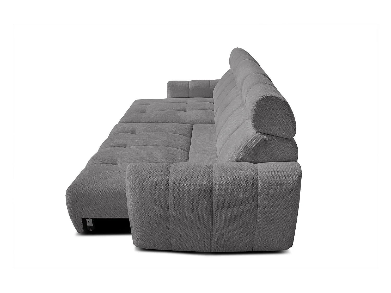 KIMI 3-Sitzer-Ecksofa, links, ausziehbarer Sitz, verstellbare Kopfstützen, grau