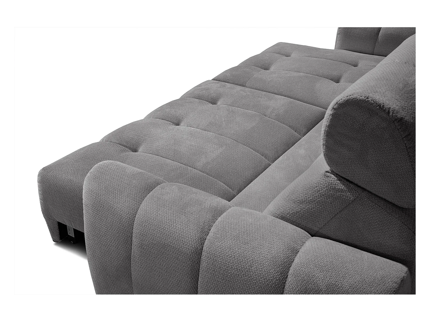 KIMI 3-Sitzer-Ecksofa, links, ausziehbarer Sitz, verstellbare Kopfstützen, grau