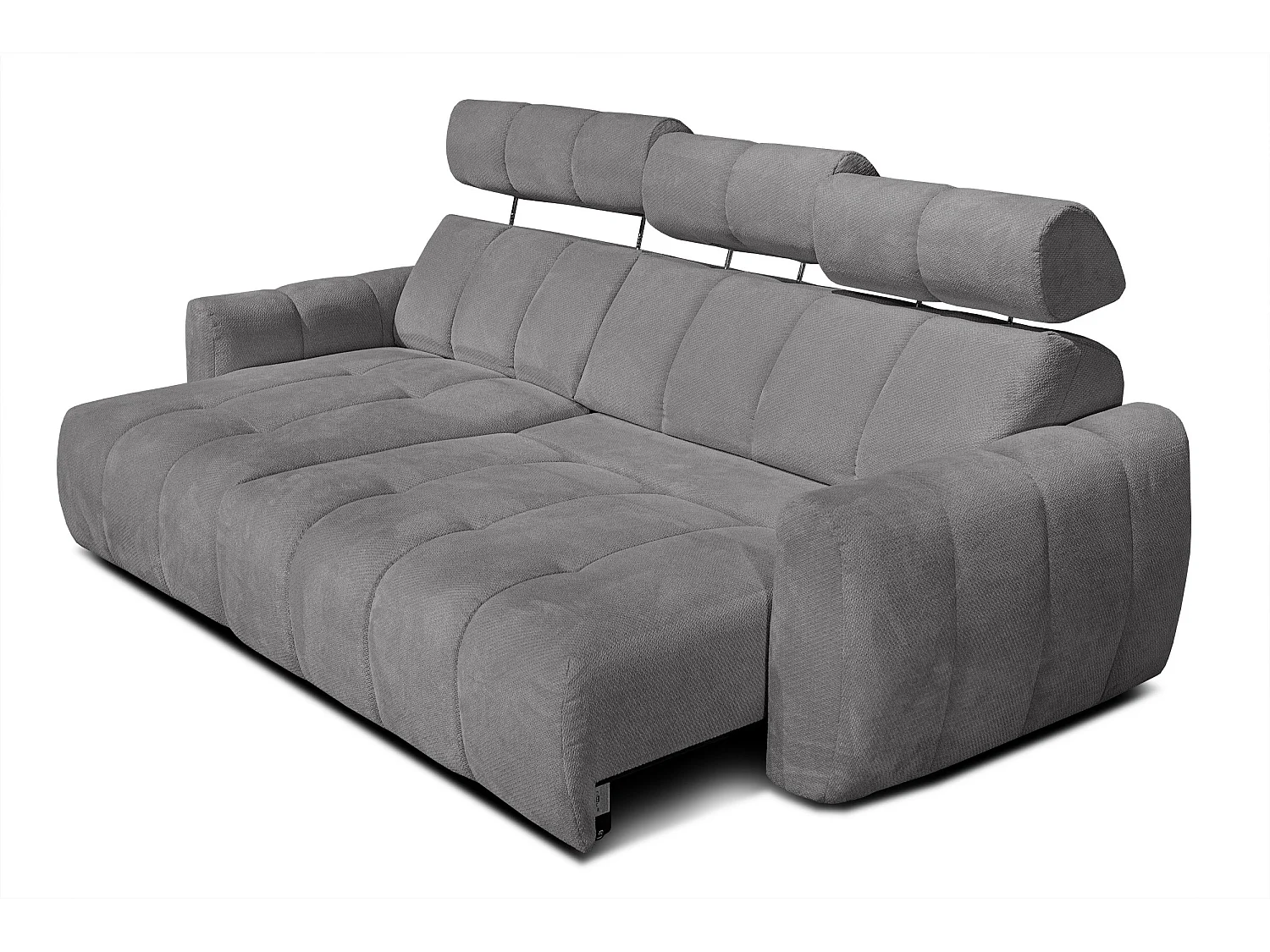 KIMI 3-Sitzer-Ecksofa, links, ausziehbarer Sitz, verstellbare Kopfstützen, grau