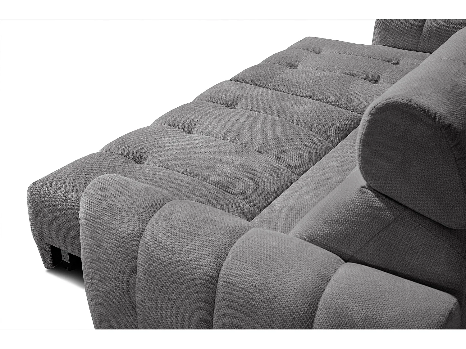 KIMI 3-Sitzer-Ecksofa, links, ausziehbarer Sitz, verstellbare Kopfstützen, grau