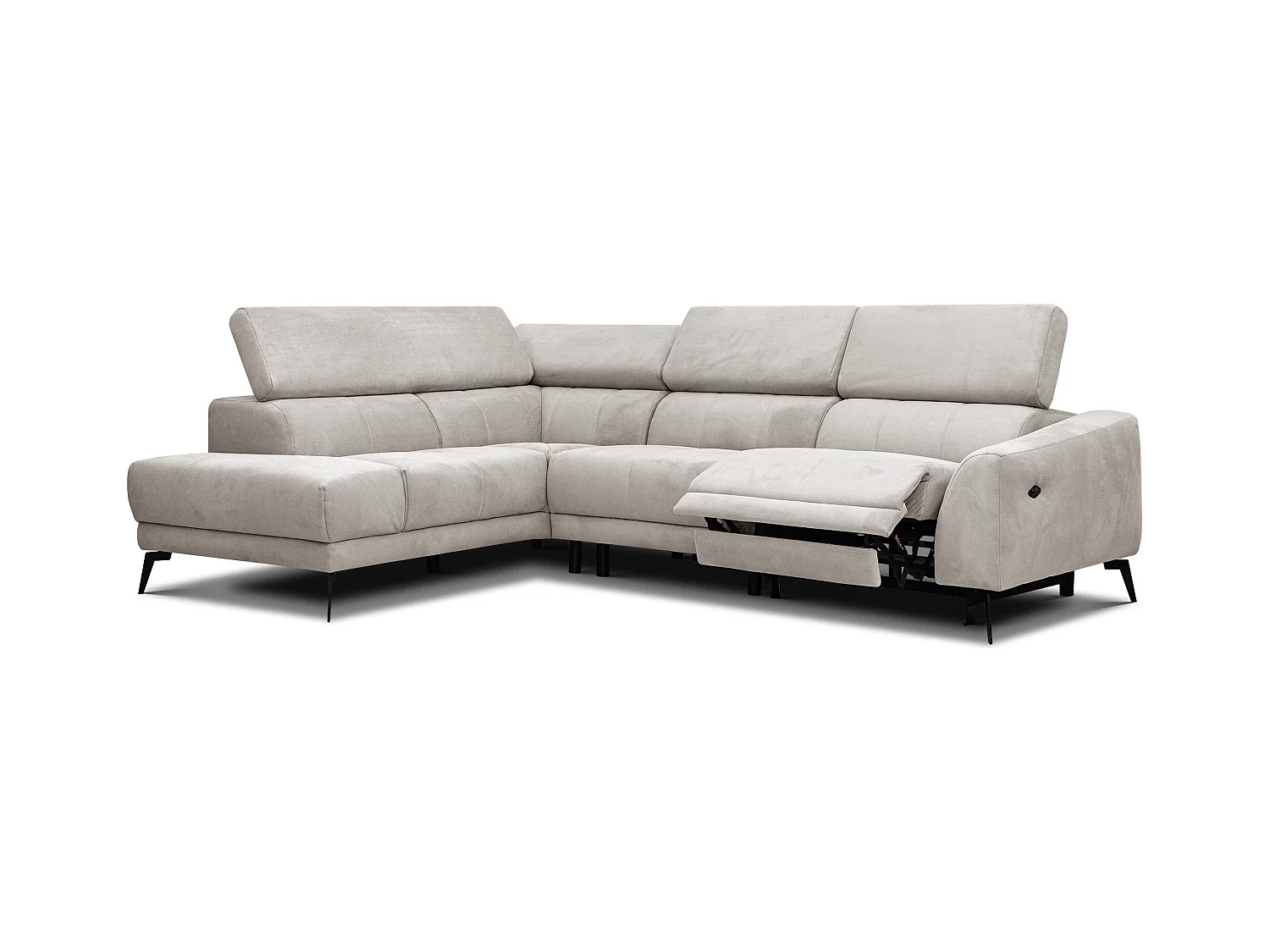 LARS 5-Sitzer-Ecksofa, 1 Relax, verstellbare Kopfstützen, beige