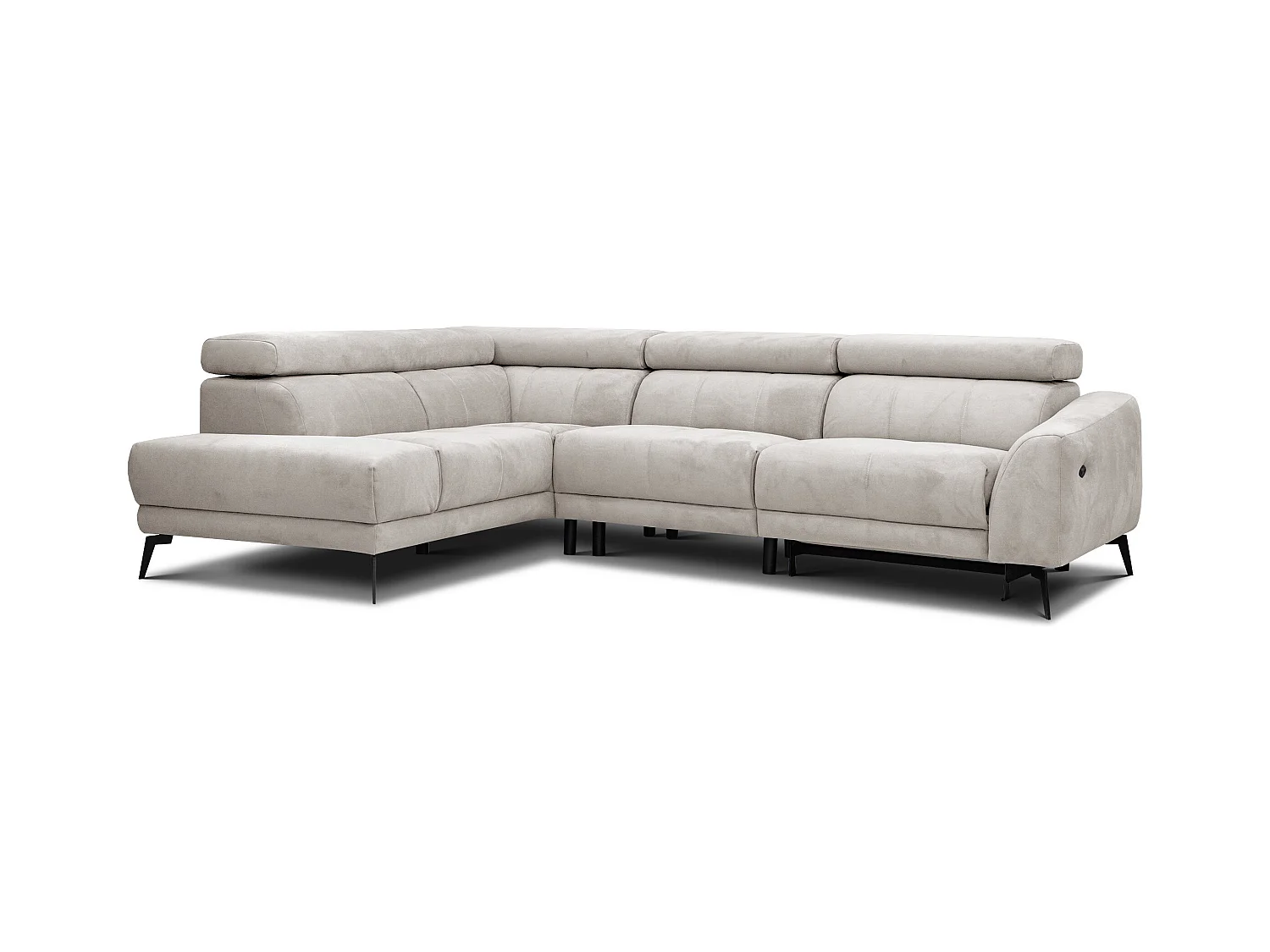 LARS 5-Sitzer-Ecksofa, 1 Relax, verstellbare Kopfstützen, beige