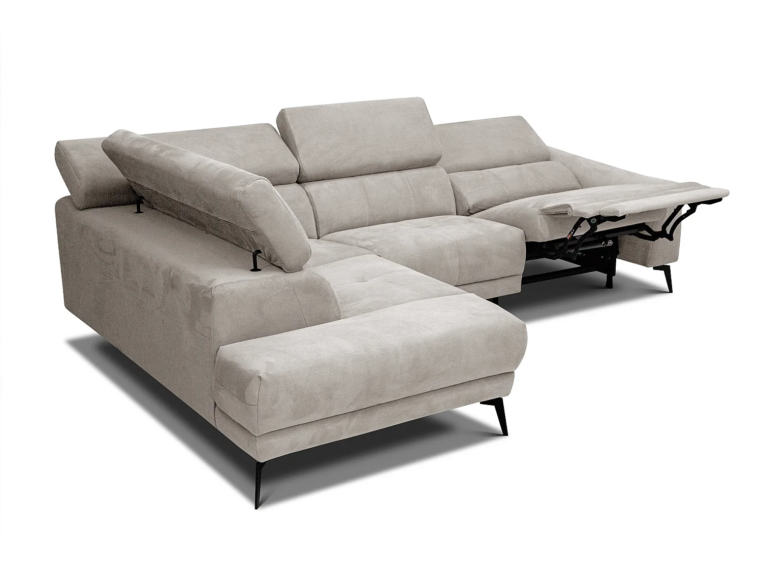 LARS 5-Sitzer-Ecksofa, 1 Relax, verstellbare Kopfstützen, beige