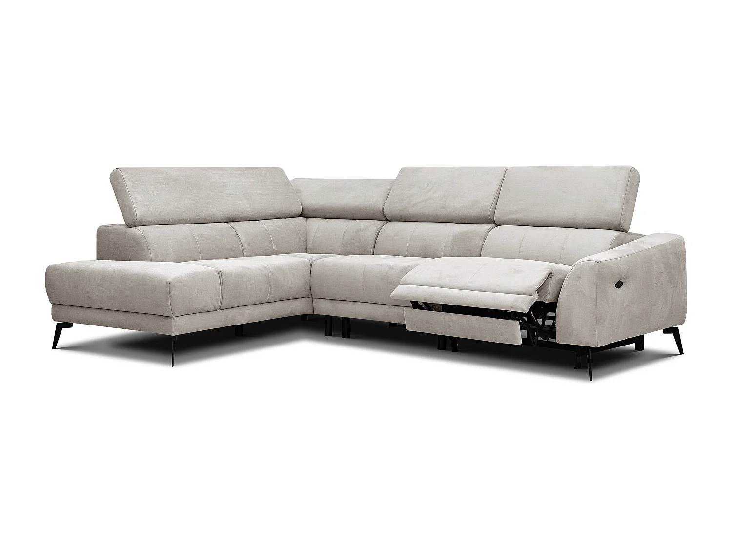 LARS 5-Sitzer-Ecksofa, 1 Relax, verstellbare Kopfstützen, beige