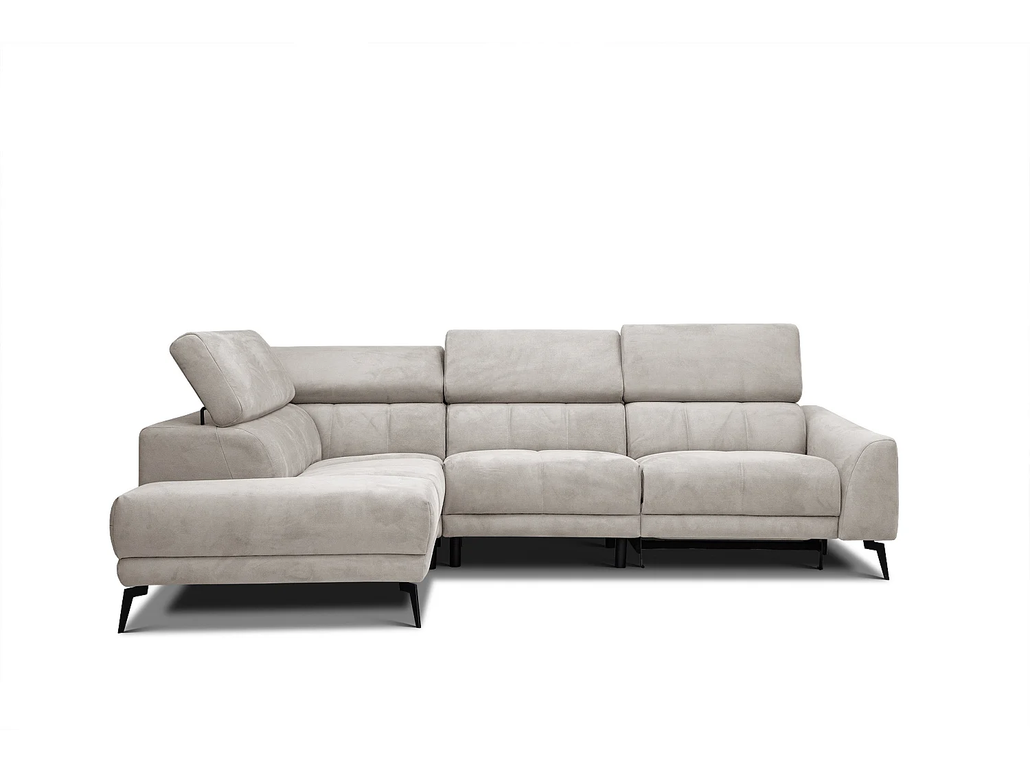 LARS 5-Sitzer-Ecksofa, 1 Relax, verstellbare Kopfstützen, beige