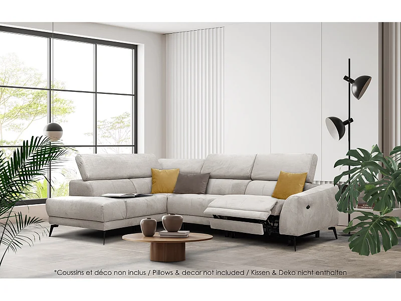 LARS 5-Sitzer-Ecksofa, 1 Relax, verstellbare Kopfstützen, beige