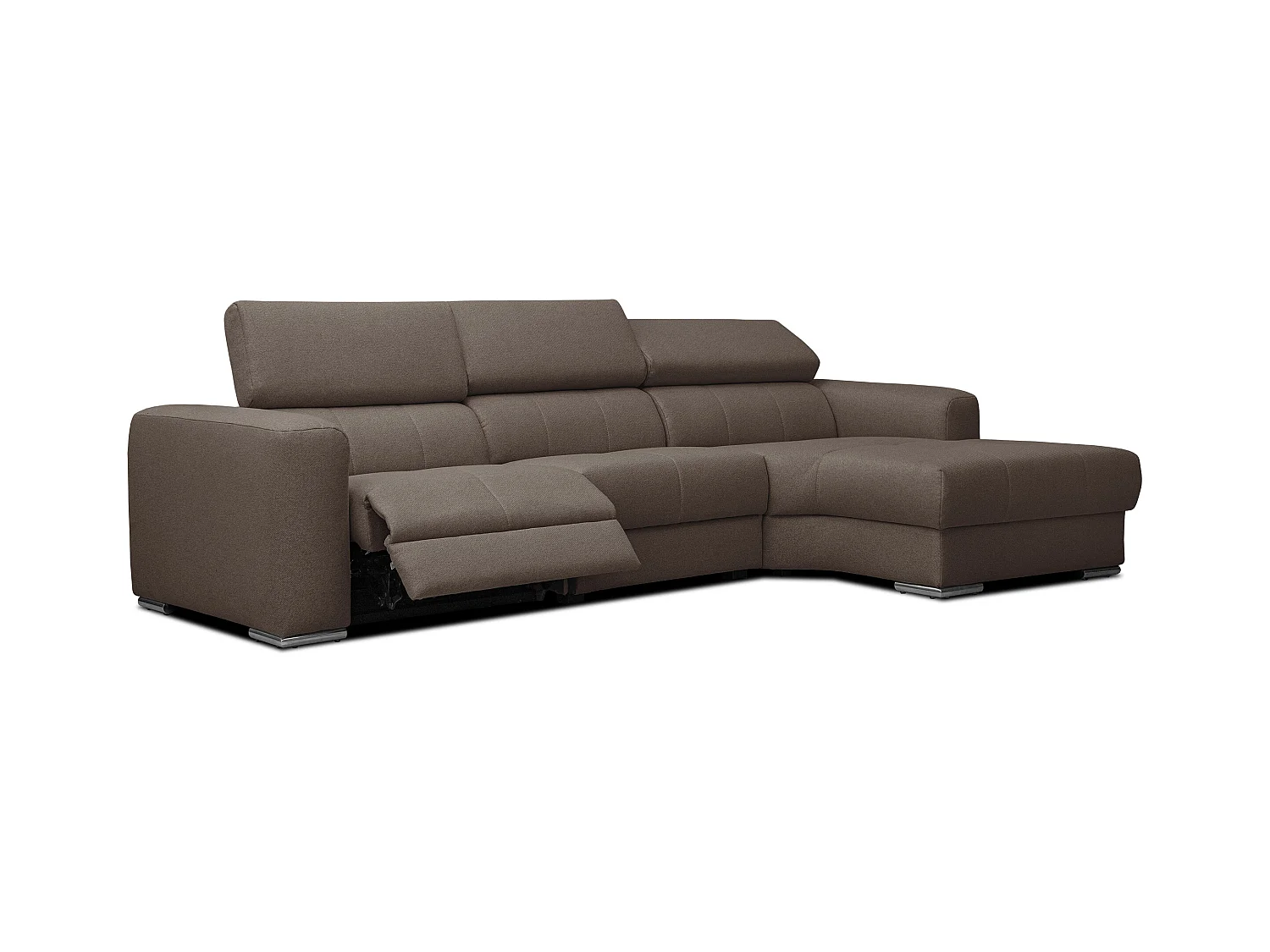 KARO 4-Sitzer-Ecksofa, 1 Relax, verstellbare Kopfstützen, braun