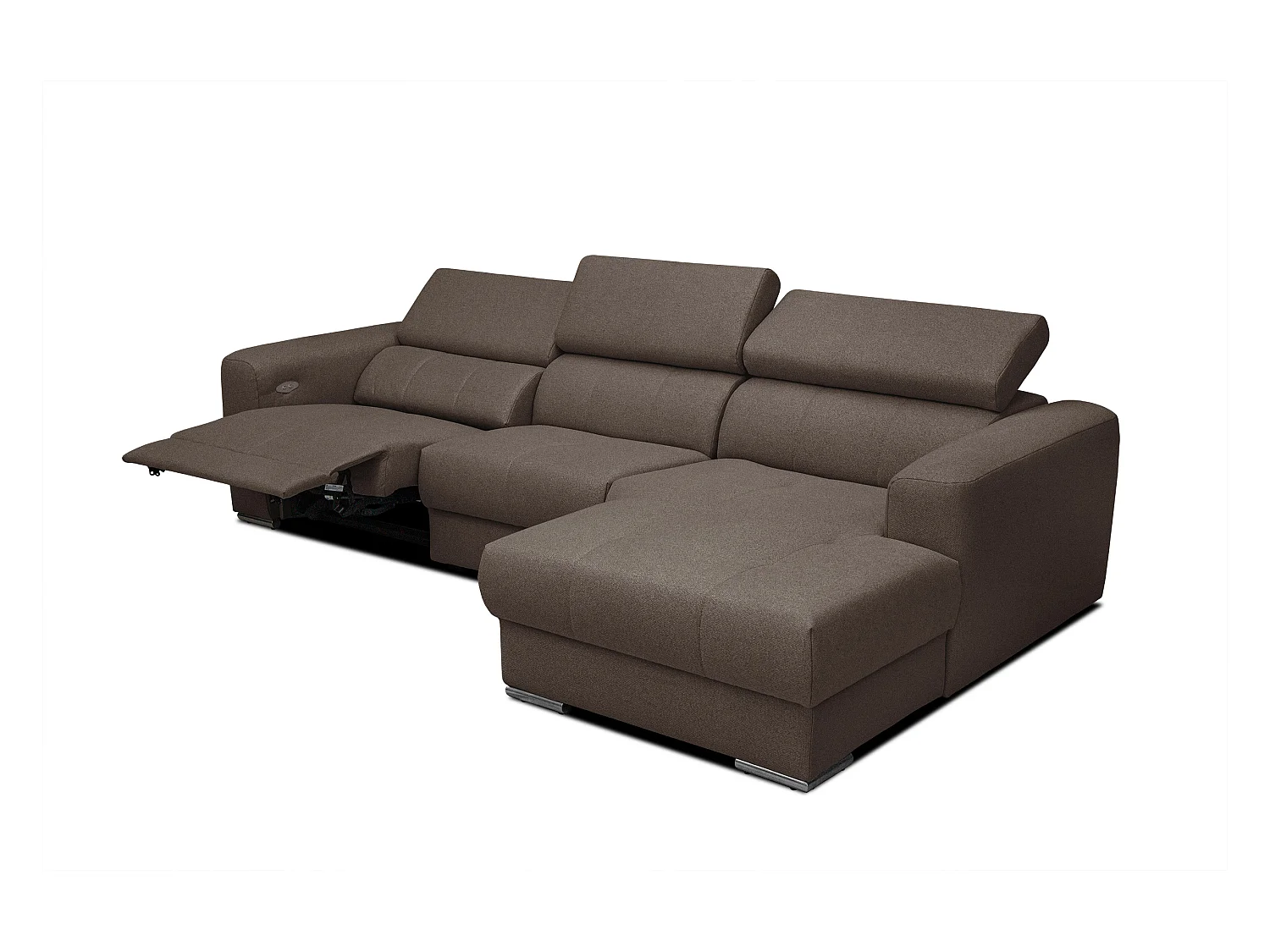 KARO 4-Sitzer-Ecksofa, 1 Relax, verstellbare Kopfstützen, braun