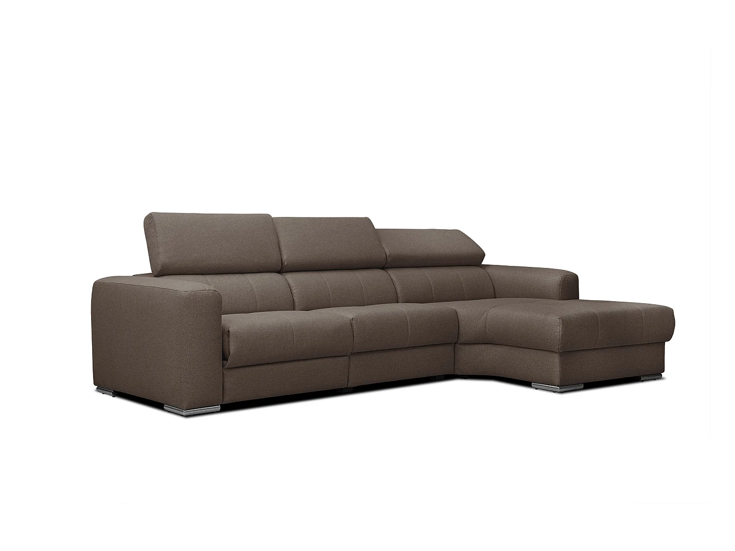 KARO 4-Sitzer-Ecksofa, 1 Relax, verstellbare Kopfstützen, braun