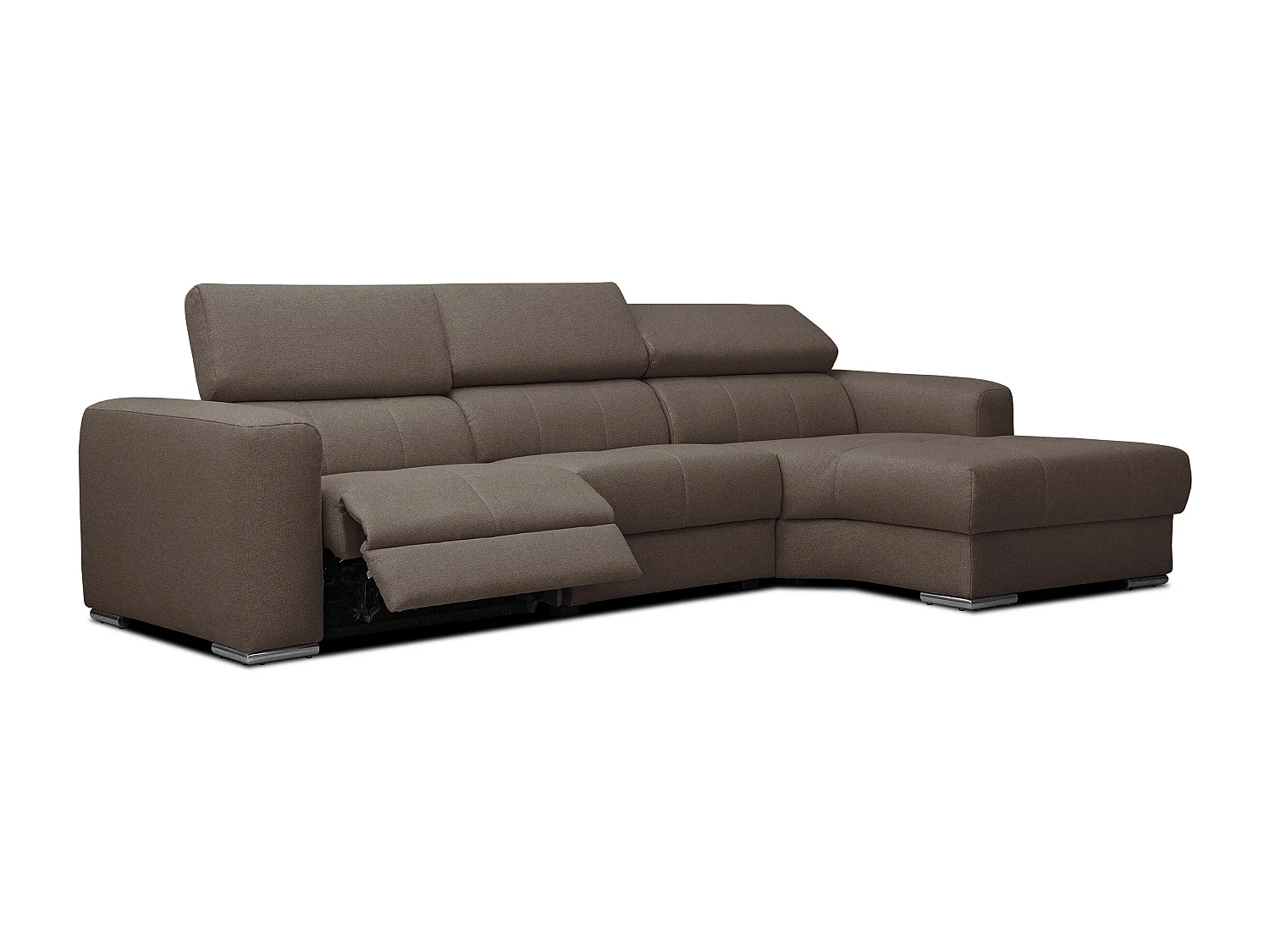 KARO 4-Sitzer-Ecksofa, 1 Relax, verstellbare Kopfstützen, braun