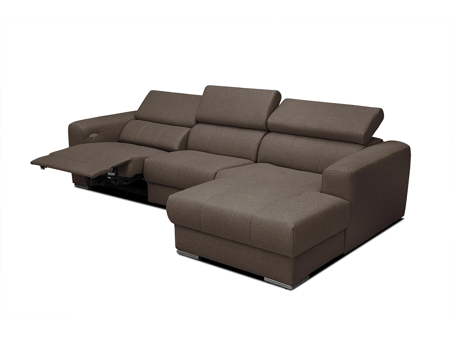 KARO 4-Sitzer-Ecksofa, 1 Relax, verstellbare Kopfstützen, braun