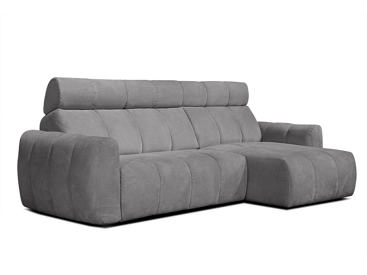 KIMI 3-Sitzer-Ecksofa, ausziehbarer Sitz, verstellbare Kopfstützen, grau