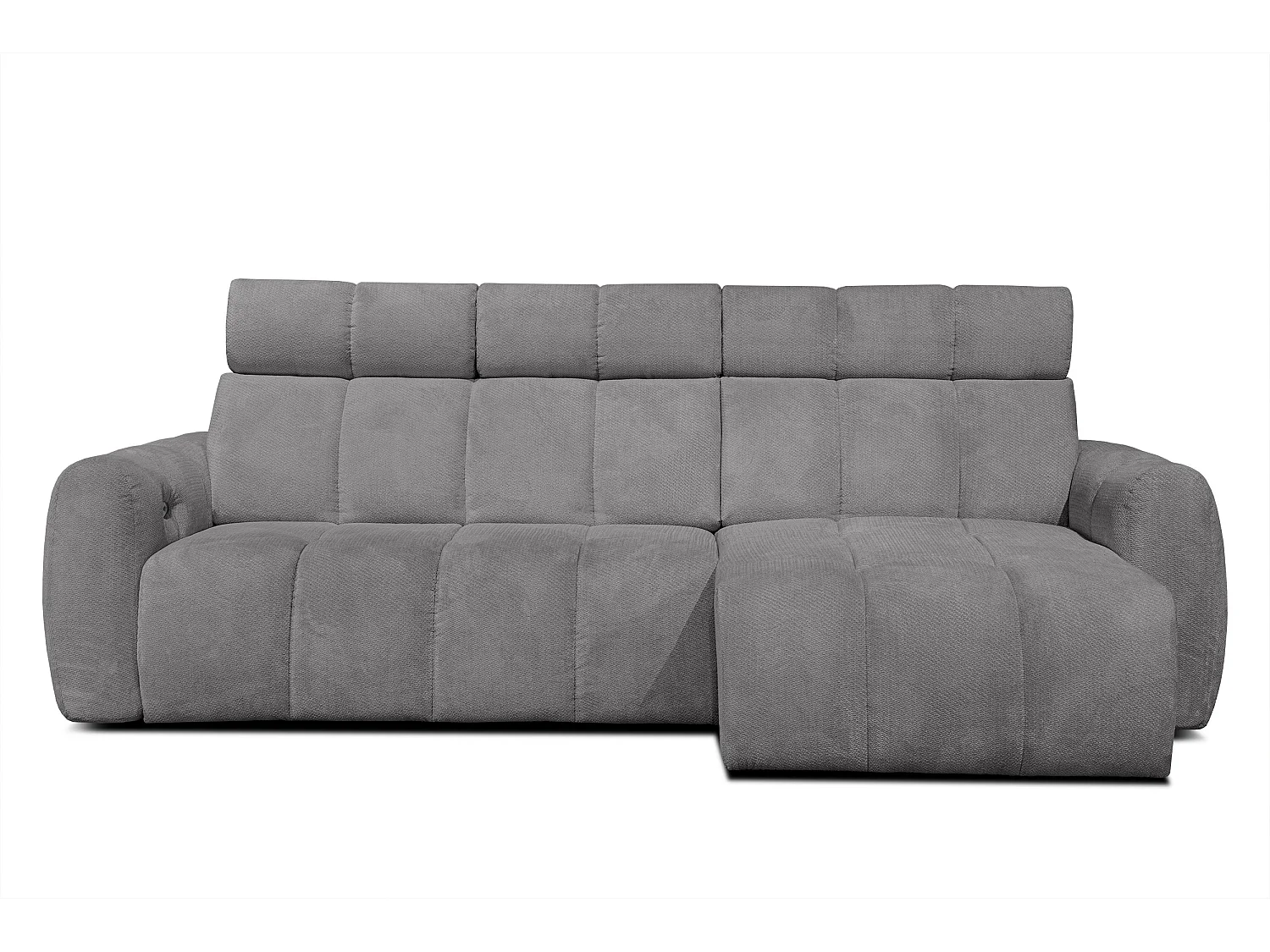 KIMI 3-Sitzer-Ecksofa, ausziehbarer Sitz, verstellbare Kopfstützen, grau