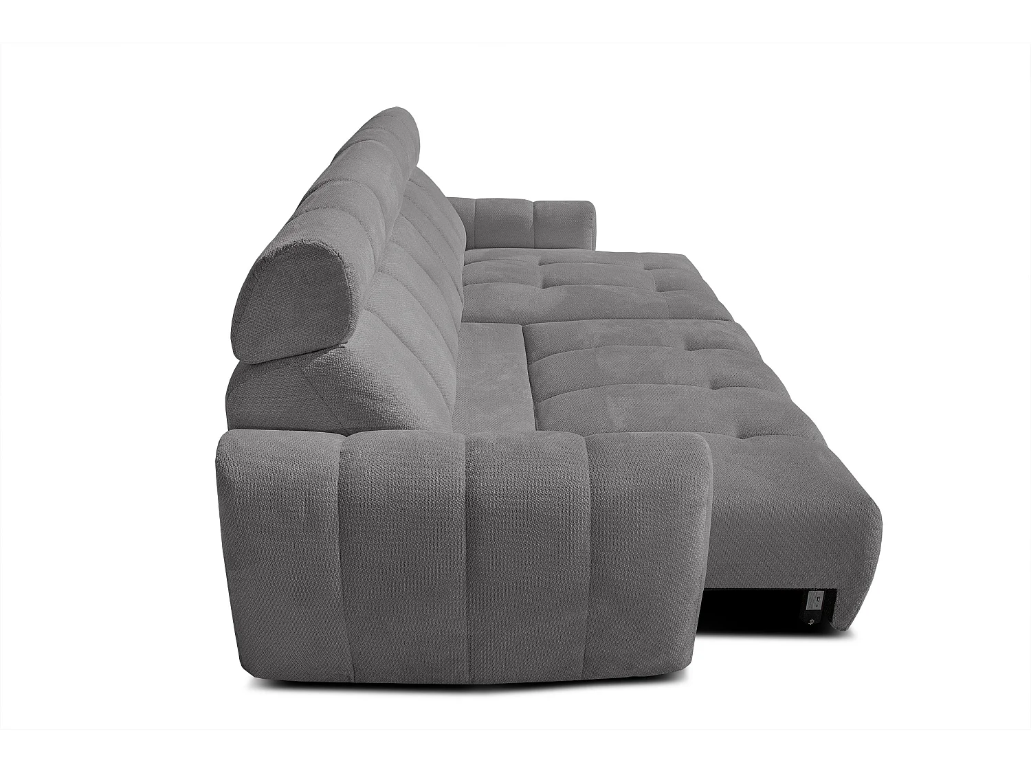 KIMI 3-Sitzer-Ecksofa, ausziehbarer Sitz, verstellbare Kopfstützen, grau