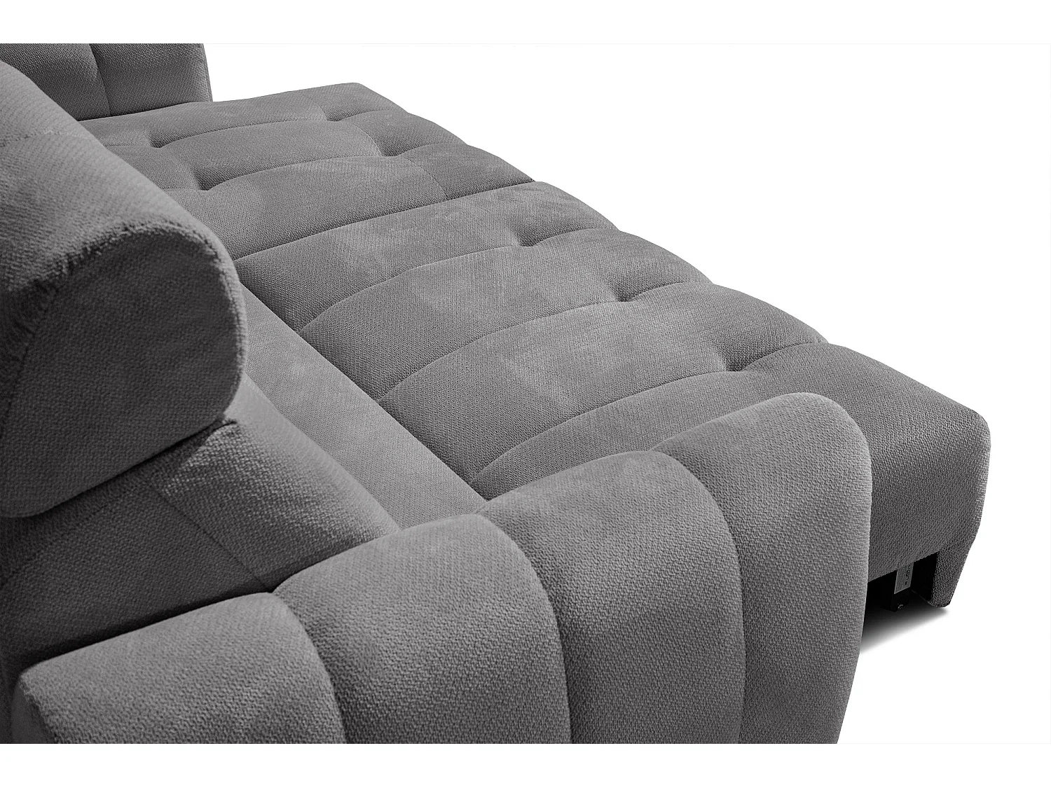 KIMI 3-Sitzer-Ecksofa, ausziehbarer Sitz, verstellbare Kopfstützen, grau