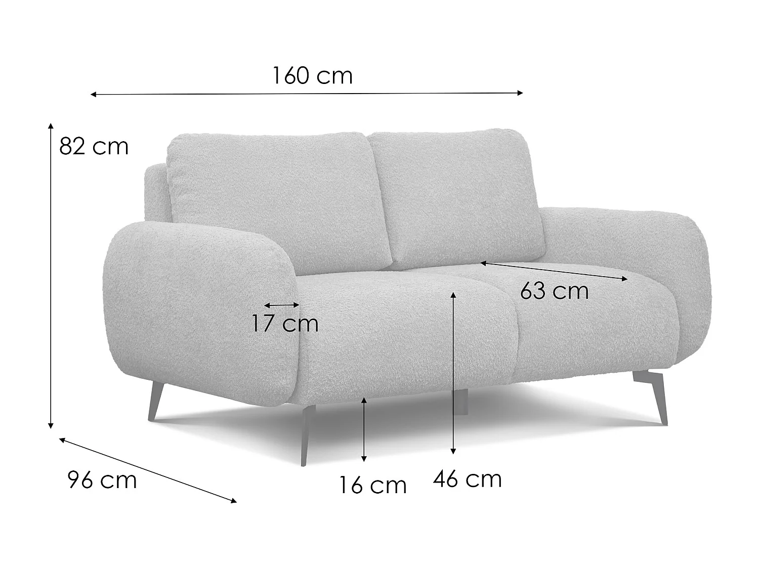 FEBE 2-Sitzer-Sofa, hellgrau