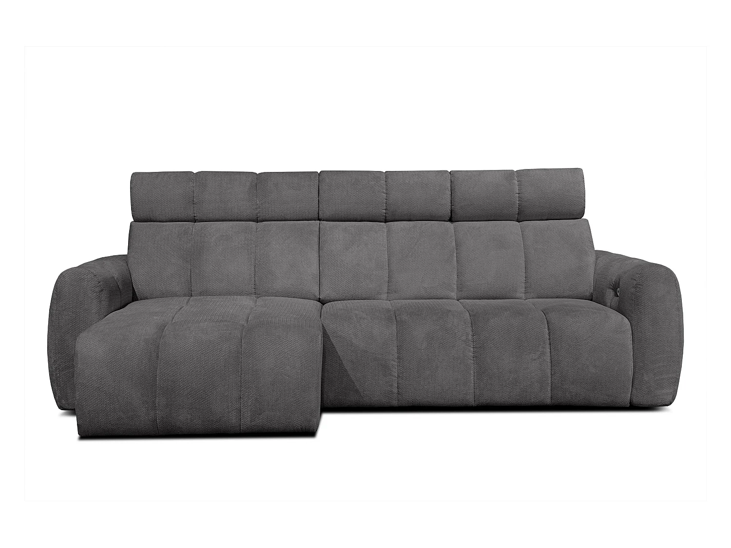 KIMI 3-Sitzer-Ecksofa, links, ausziehbarer Sitz, verstellbare Kopfstützen, dunkelgrau