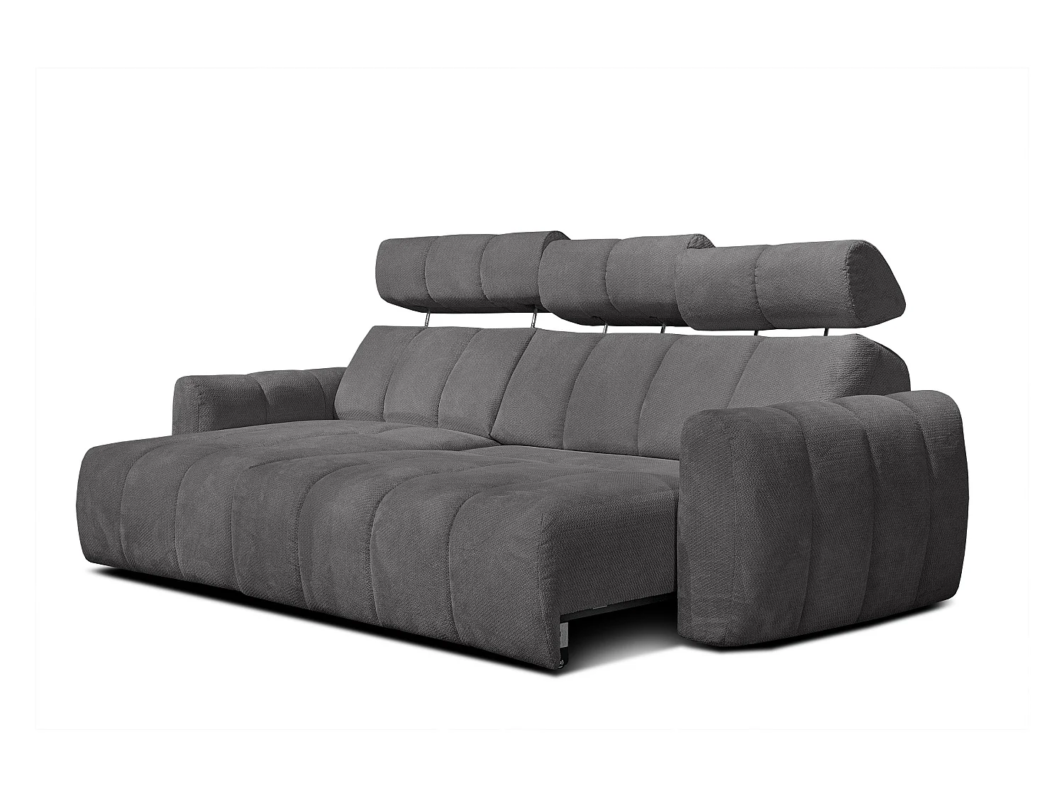 KIMI 3-Sitzer-Ecksofa, links, ausziehbarer Sitz, verstellbare Kopfstützen, dunkelgrau