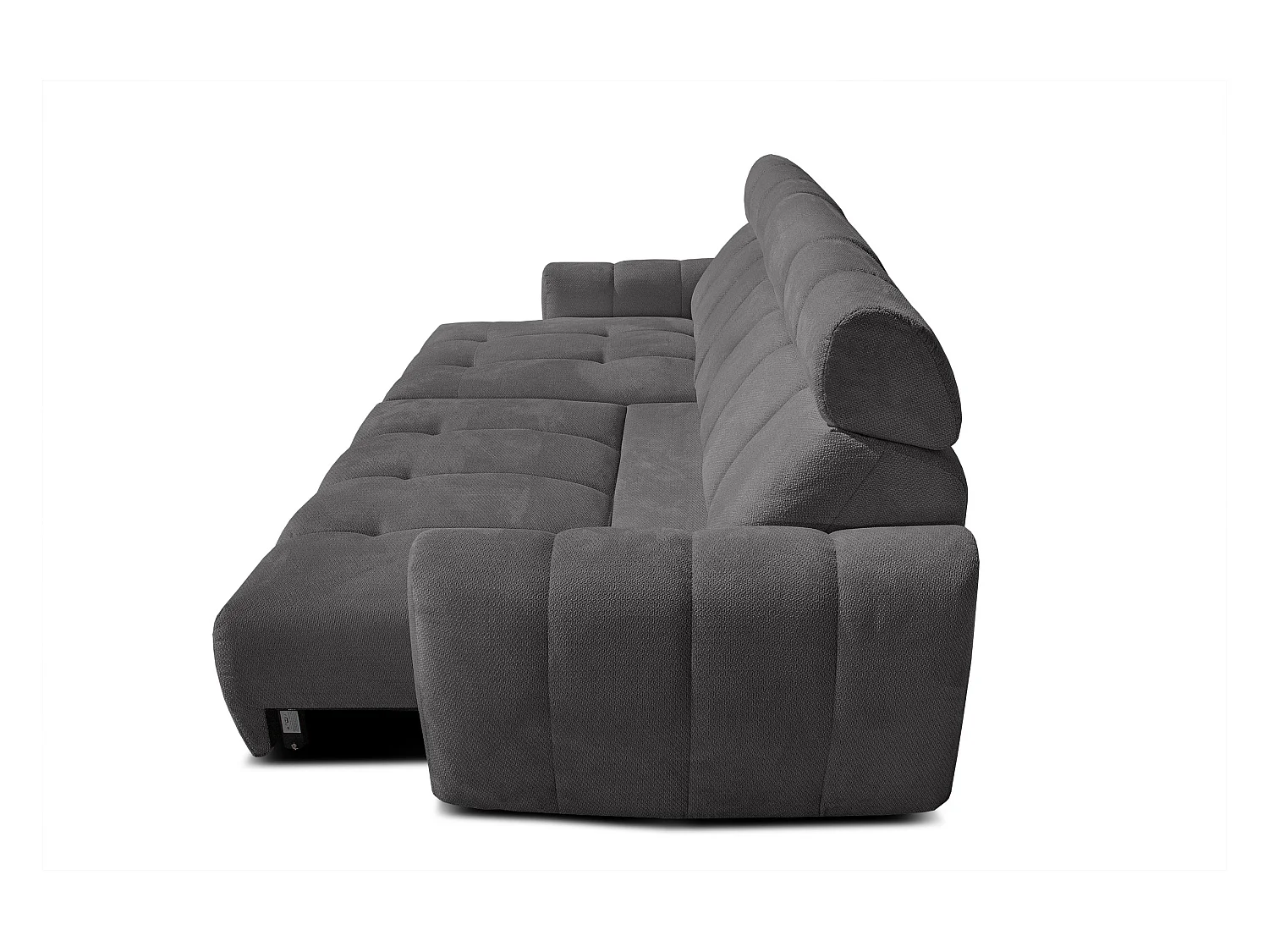 KIMI 3-Sitzer-Ecksofa, links, ausziehbarer Sitz, verstellbare Kopfstützen, dunkelgrau
