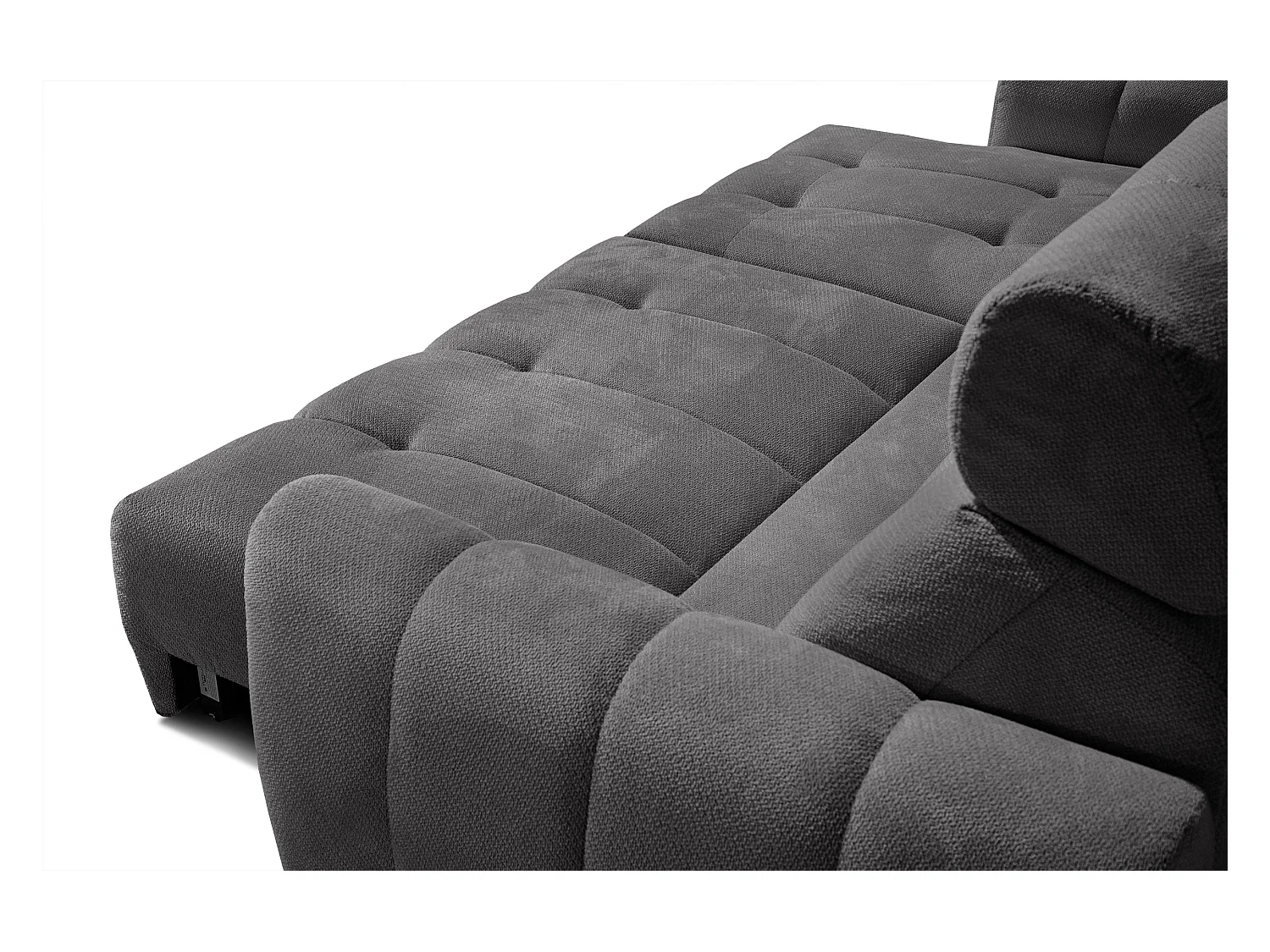 KIMI 3-Sitzer-Ecksofa, links, ausziehbarer Sitz, verstellbare Kopfstützen, dunkelgrau