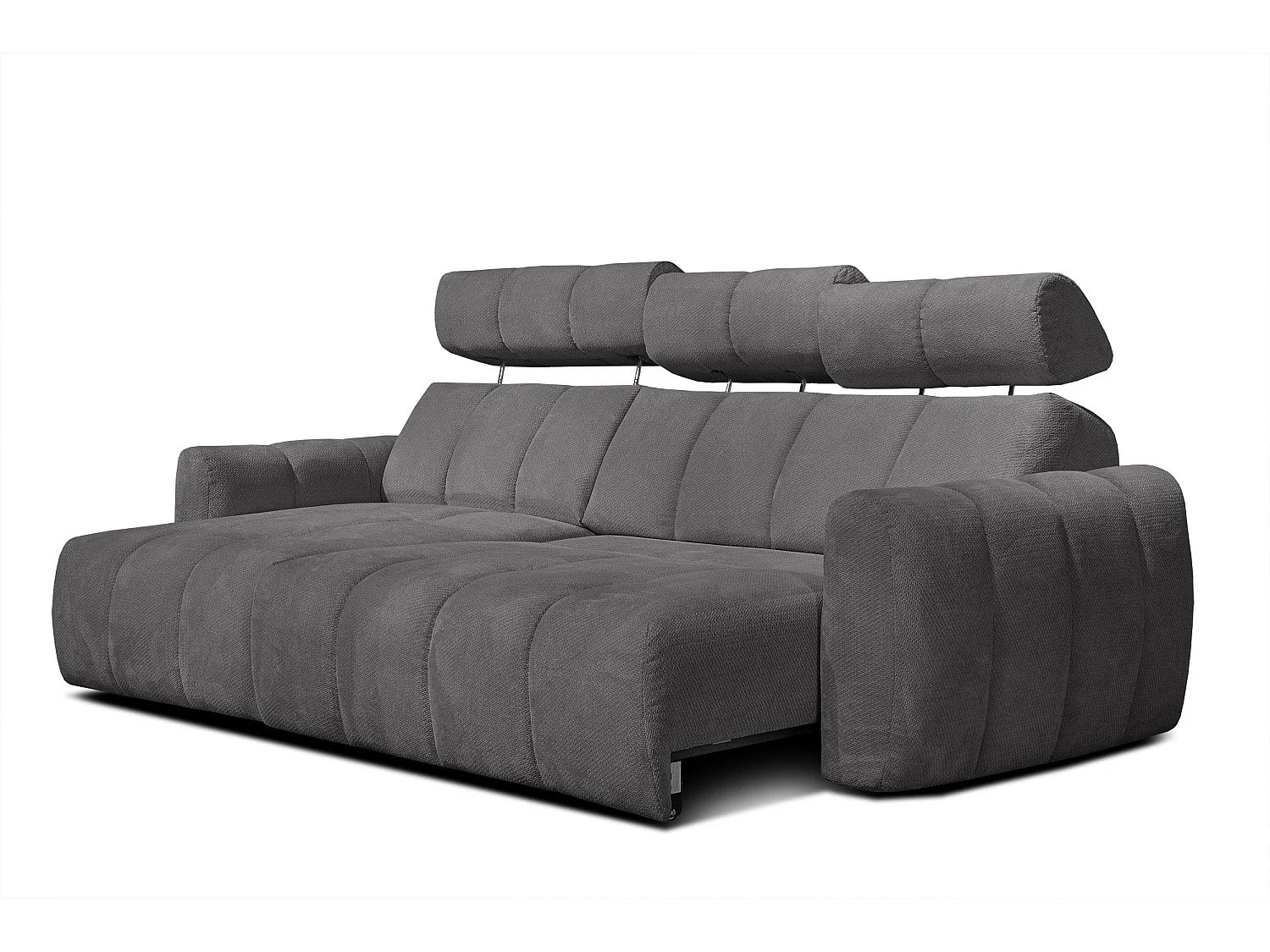 KIMI 3-Sitzer-Ecksofa, links, ausziehbarer Sitz, verstellbare Kopfstützen, dunkelgrau