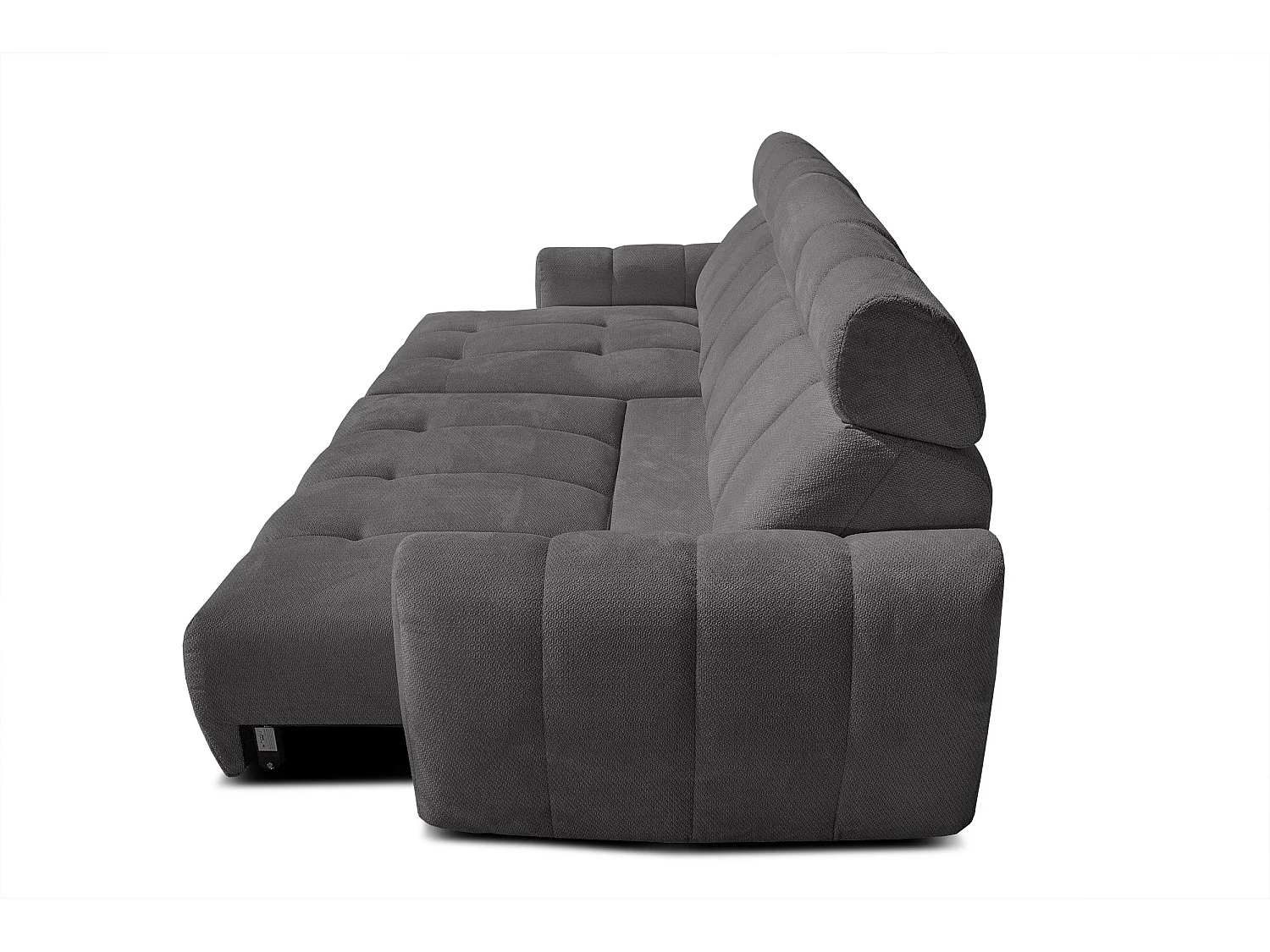 KIMI 3-Sitzer-Ecksofa, links, ausziehbarer Sitz, verstellbare Kopfstützen, dunkelgrau