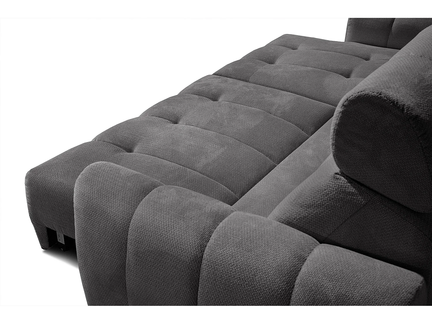 KIMI 3-Sitzer-Ecksofa, links, ausziehbarer Sitz, verstellbare Kopfstützen, dunkelgrau