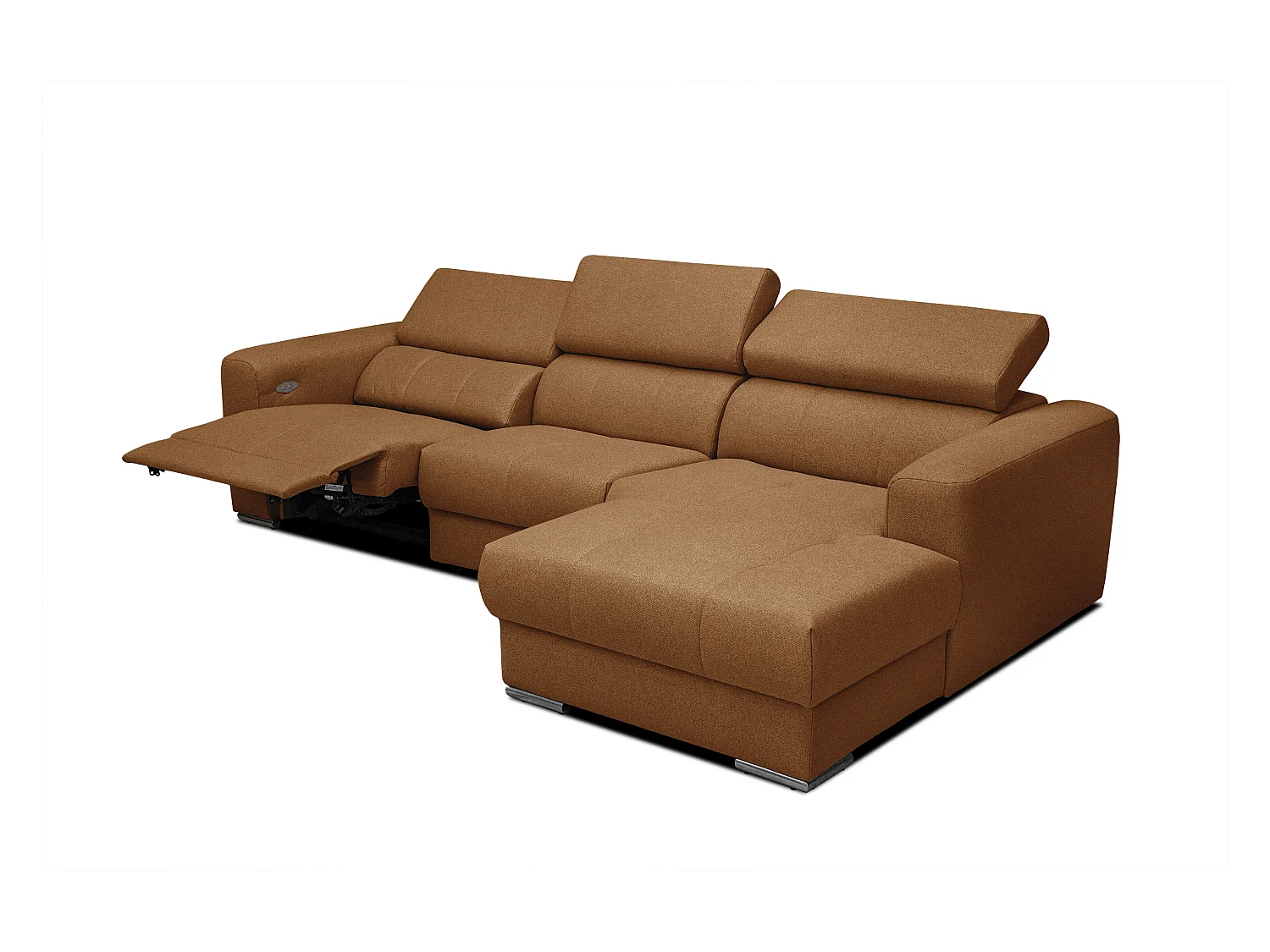 KARO 4-Sitzer-Ecksofa, 1 Relax, verstellbare Kopfstützen, orange