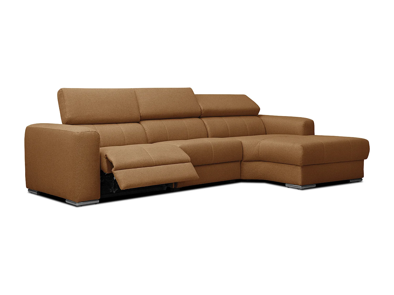 KARO 4-Sitzer-Ecksofa, 1 Relax, verstellbare Kopfstützen, orange