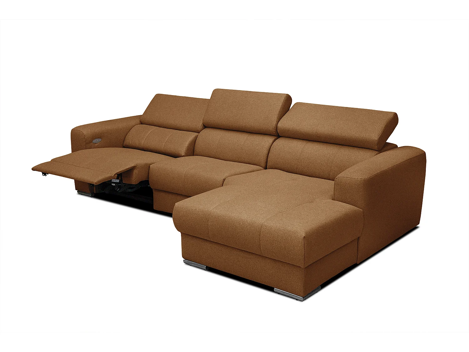 KARO 4-Sitzer-Ecksofa, 1 Relax, verstellbare Kopfstützen, orange