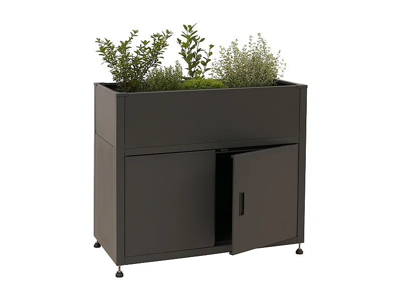 Aiuola letto rialzata MCW-O85, fioriera in metallo, vaso da fiori, con scomparto, metallo 33 kg 91x101x51 cm ~ antracite