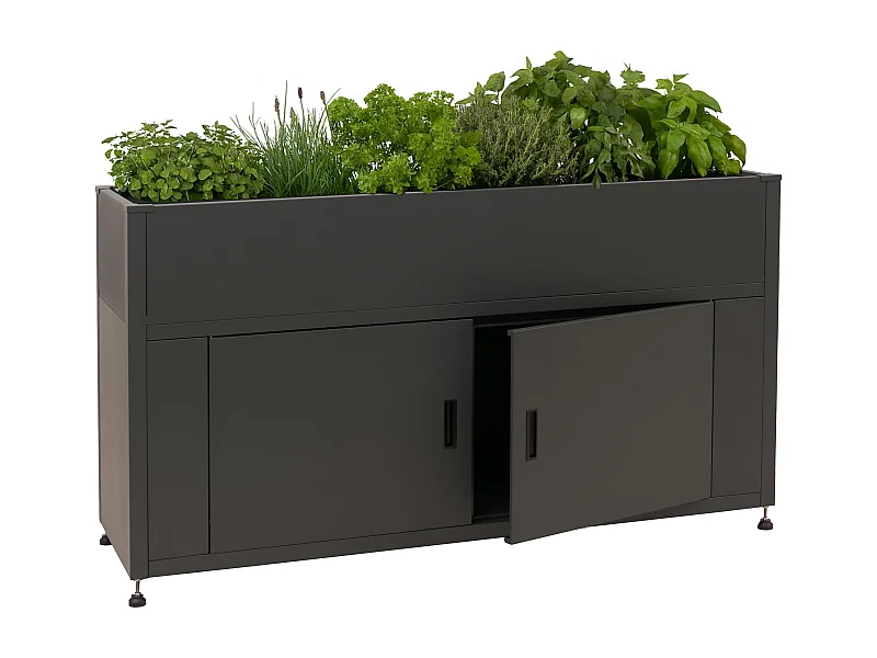 Aiuola letto rialzata MCW-O85, fioriera in metallo, vaso da fiori, con scomparto, metallo 47 kg 91x161x51 cm ~ antracite