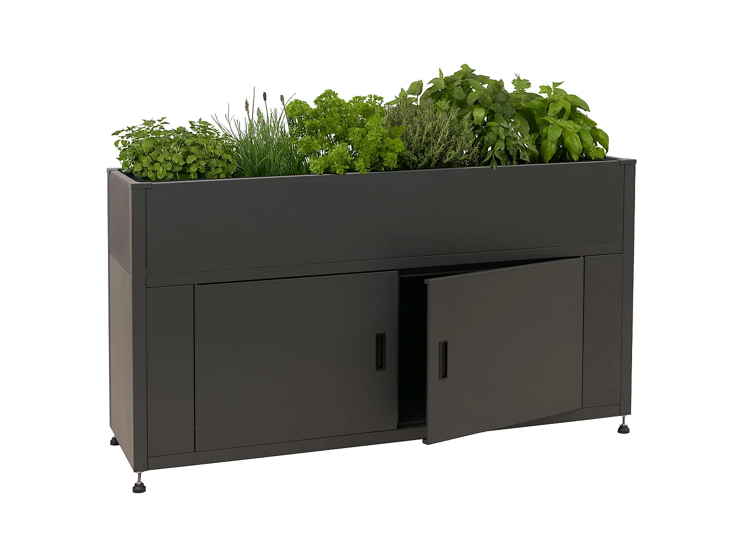 Aiuola letto rialzata MCW-O85, fioriera in metallo, vaso da fiori, con scomparto, metallo 47 kg 91x161x51 cm ~ antracite