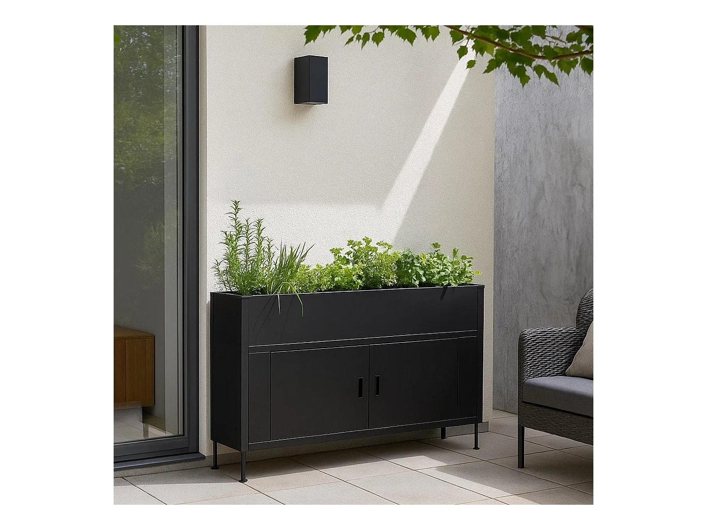 Aiuola letto rialzata MCW-O85, fioriera in metallo, vaso da fiori, con scomparto, metallo 47 kg 91x161x51 cm ~ antracite