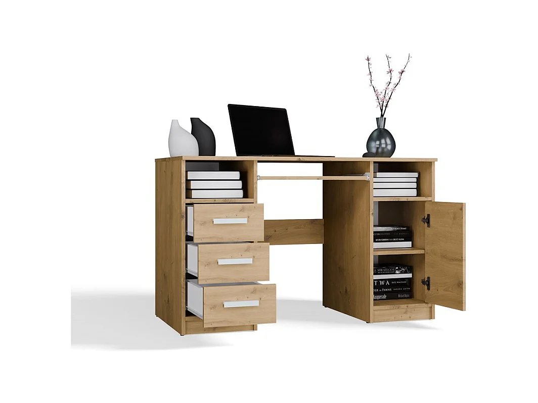 Biurko Delta | Dąb Artisan Biurko 3 Szuflady Szafka | 120x60x75 cm | Do Biura, Do Pokoju