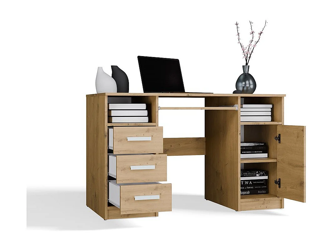 Biurko Delta | Dąb Artisan Biurko 3 Szuflady Szafka | 120x60x75 cm | Do Biura, Do Pokoju