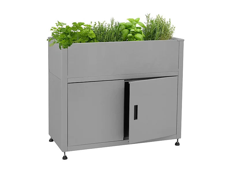Aiuola letto rialzata MCW-O85, fioriera in metallo, vaso da fiori, con scomparto, metallo 33 kg 91x101x51 cm ~ grigio