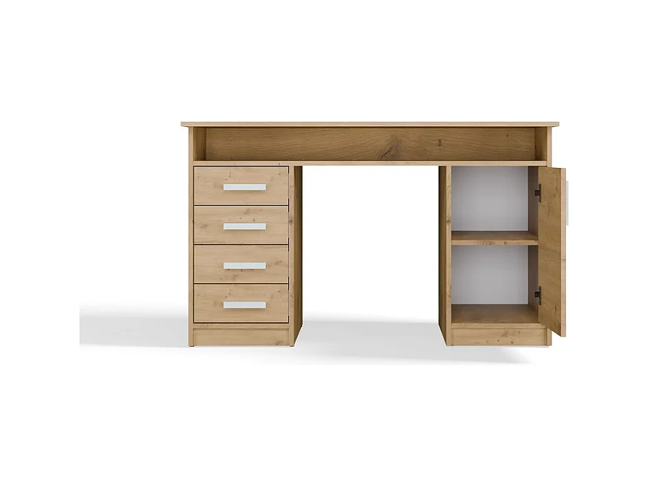 Biurko ADA | Dąb Artisan  |4 Szuflady Szafka Pólki | 125x55x75 cm | Do Biura/Pokoju