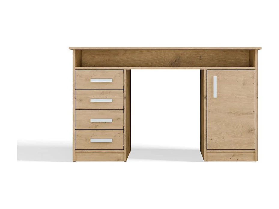 Biurko ADA | Dąb Artisan  |4 Szuflady Szafka Pólki | 125x55x75 cm | Do Biura/Pokoju
