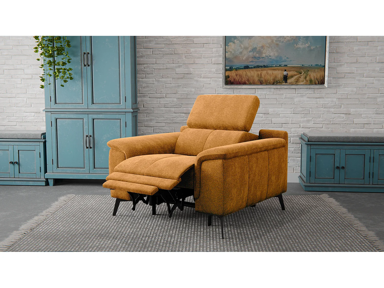 Sessel FIERO mit Relaxfunktion und verstellbare Kopfstützen, orange