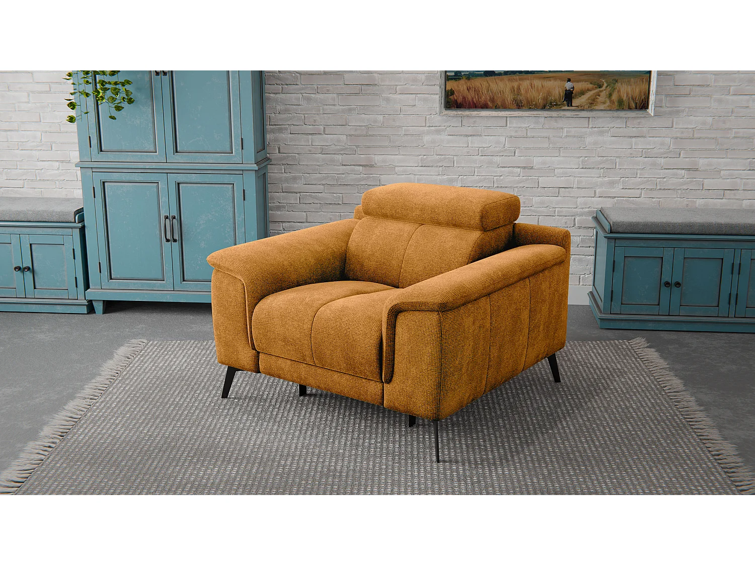 Sessel FIERO mit Relaxfunktion und verstellbare Kopfstützen, orange